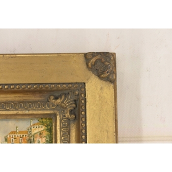 Włoski Pejzaż - Rzeka w Wenecji - Obraz Olejny - Złota Rama