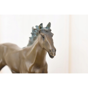 Kłusujący Piękny Koń - Konik Patyna - Figura Z Brązu - Dekoracja Prezent