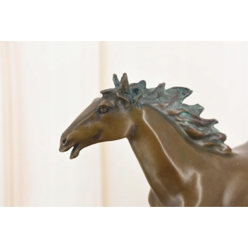 Kłusujący Piękny Koń - Konik Patyna - Figura Z Brązu - Dekoracja Prezent