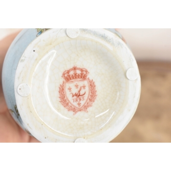 Porcelanowa Karafka - Okuta Brązem Brąz - Kwiaty i Ptaki - Sygnowana