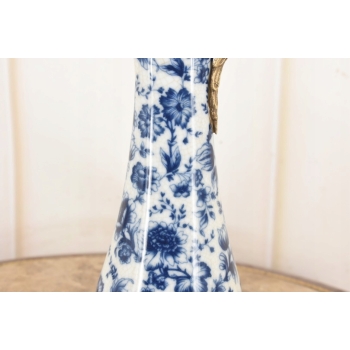 Porcelanowa Karafka - Okuta Brązem Brąz - Kwiaty i Ptaki - Sygnowana