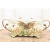 Porcelanowa Patera Secesja - Biała Misa - Kwiaty - Porcelana + Brąz