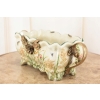Porcelanowa Patera Secesja - Biała Misa - Kwiaty - Porcelana + Brąz