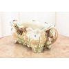 Porcelanowa Patera Secesja - Biała Misa - Kwiaty - Porcelana + Brąz