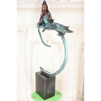 Wróżka Na Księżycu - Księżyc Calineczka - Figura z Brązu - Rzeźba - Ozdoba