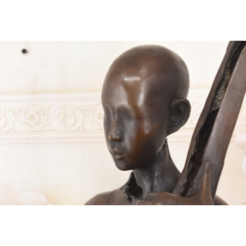 Wielka Modernistyczna Wiolonczelistka Kobieta z Wiolonczelą Figura z Brązu