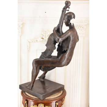 Wielka Modernistyczna Wiolonczelistka Kobieta z Wiolonczelą Figura z Brązu