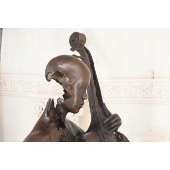 Wielka Modernistyczna Wiolonczelistka Kobieta z Wiolonczelą Figura z Brązu