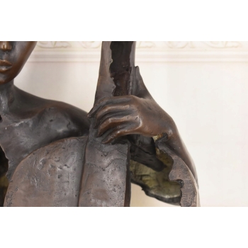 Wielka Modernistyczna Wiolonczelistka Kobieta z Wiolonczelą Figura z Brązu