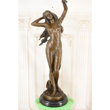 113cm Kobieta w Sukni - Nimfa Akt - Wielka Figura z Brązu - Rzeźba