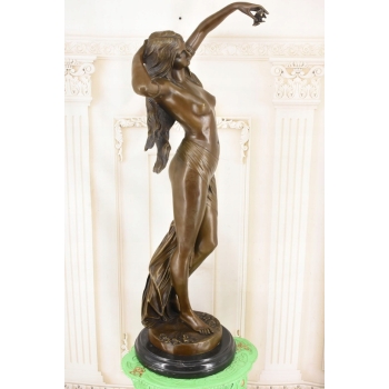 113cm Kobieta w Sukni - Nimfa Akt - Wielka Figura z Brązu - Rzeźba