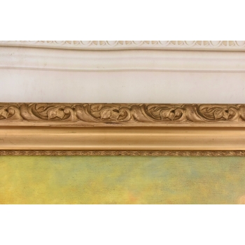 Józef Chełmoński Pejzaż Polskiej Wsi Żniwa - Żniwiarze - Stary Obraz Olejny