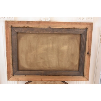 Józef Chełmoński Pejzaż Polskiej Wsi Żniwa - Żniwiarze - Stary Obraz Olejny