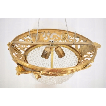 Kryształowy Plafon - Lampa Sufitowa Żyrandol - Okuty Brązem Barok Styl