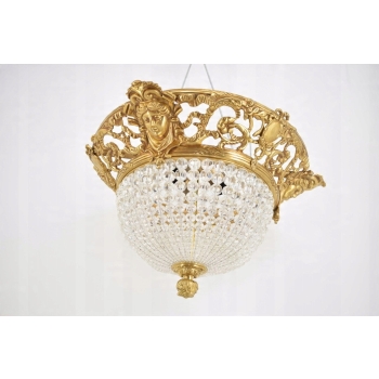 Kryształowy Plafon - Lampa Sufitowa Żyrandol - Okuty Brązem Barok Styl