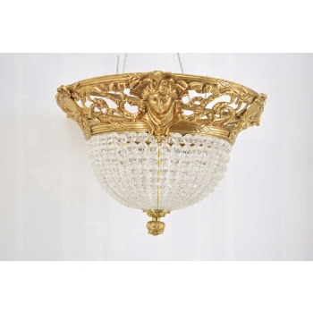 Kryształowy Plafon - Lampa Sufitowa Żyrandol - Okuty Brązem Barok Styl