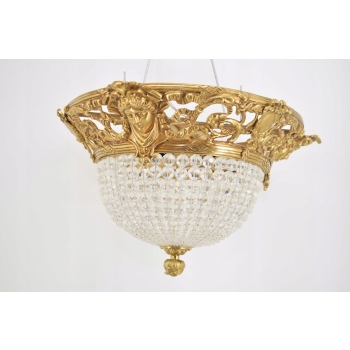 Kryształowy Plafon - Lampa Sufitowa Żyrandol - Okuty Brązem Barok Styl