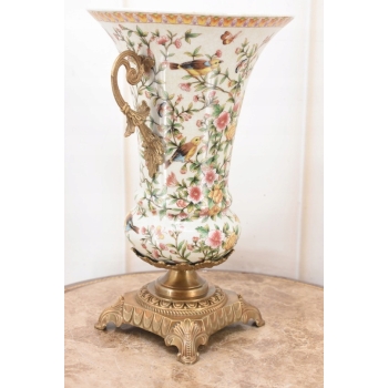 Wazon Waza na Kwiaty - Porcelana + Brąz - Kolorowy - Unikat