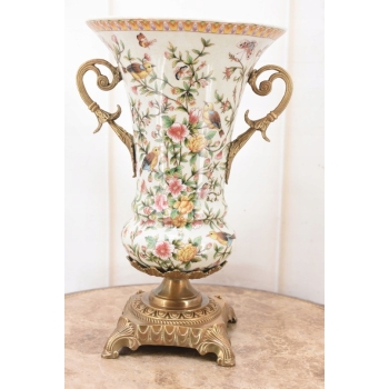 Wazon Waza na Kwiaty - Porcelana + Brąz - Kolorowy - Unikat