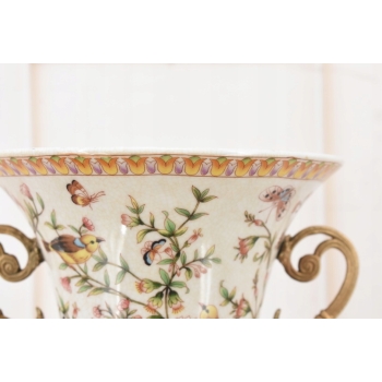 Wazon Waza na Kwiaty - Porcelana + Brąz - Kolorowy - Unikat