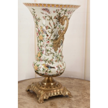 Wazon Waza na Kwiaty - Porcelana + Brąz - Kolorowy - Unikat