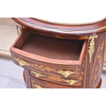 Drewniana Komoda Blat Marmur - Styl Barok - 4 Szuflady - Szafka Unikat