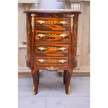 Drewniana Komoda Blat Marmur - Styl Barok - 4 Szuflady - Szafka Unikat