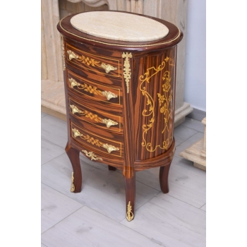 Drewniana Komoda Blat Marmur - Styl Barok - 4 Szuflady - Szafka Unikat