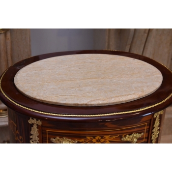 Drewniana Komoda Blat Marmur - Styl Barok - 4 Szuflady - Szafka Unikat