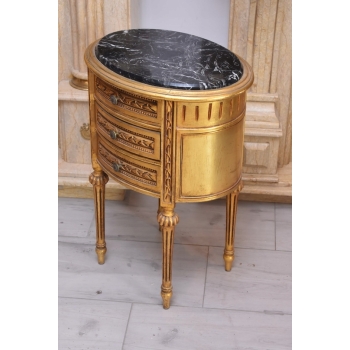 Drewniana Komoda Blat Marmur - Styl Barok - 3 Szuflady - Szafka Unikat