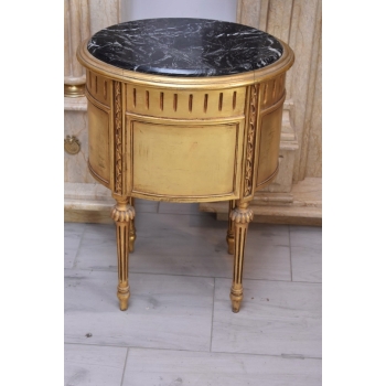 Drewniana Komoda Blat Marmur - Styl Barok - 3 Szuflady - Szafka Unikat