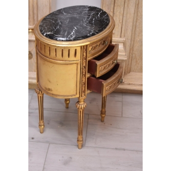Drewniana Komoda Blat Marmur - Styl Barok - 3 Szuflady - Szafka Unikat