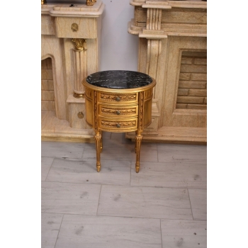 Drewniana Komoda Blat Marmur - Styl Barok - 3 Szuflady - Szafka Unikat