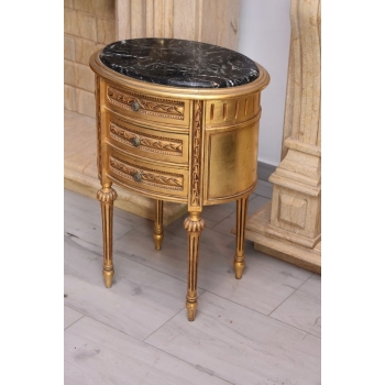 Drewniana Komoda Blat Marmur - Styl Barok - 3 Szuflady - Szafka Unikat