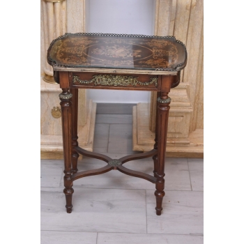 Drewniany Stolik Francuski - Stół Biurowy Empire - Prostokątny Ozdoba