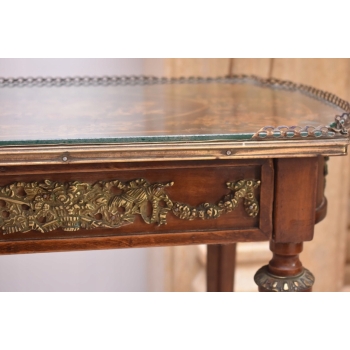 Drewniany Stolik Francuski - Stół Biurowy Empire - Prostokątny Ozdoba