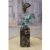 Kobieta Tancerka w Sukni - Figura Styl Art Deco - Sygnowana Rzeźba z Brązu