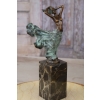 Kobieta Tancerka w Sukni - Figura Styl Art Deco - Sygnowana Rzeźba z Brązu