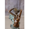 Kobieta Tancerka w Sukni - Figura Styl Art Deco - Sygnowana Rzeźba z Brązu