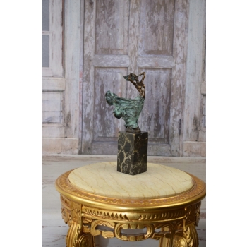 Kobieta Tancerka w Sukni - Figura Styl Art Deco - Sygnowana Rzeźba z Brązu