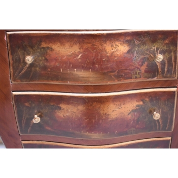 Piękna Drewniana Brzuchata Komoda Blat Marmur - Intarsje Ludwik - Szafka