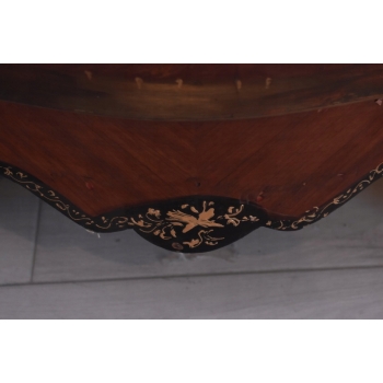 Piękna Drewniana Brzuchata Komoda Blat Marmur - Intarsje Ludwik - Szafka