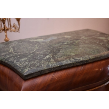 Piękna Drewniana Brzuchata Komoda Blat Marmur - Intarsje Ludwik - Szafka