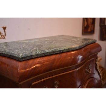 Piękna Drewniana Brzuchata Komoda Blat Marmur - Intarsje Ludwik - Szafka