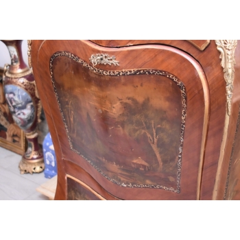 Piękna Drewniana Brzuchata Komoda Blat Marmur - Intarsje Ludwik - Szafka