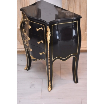 Królewska Czarna Komoda - Vintage Szafa - Złote Okucia Glamour