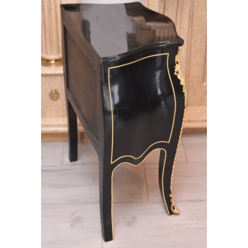 Królewska Czarna Komoda - Vintage Szafa - Złote Okucia Glamour