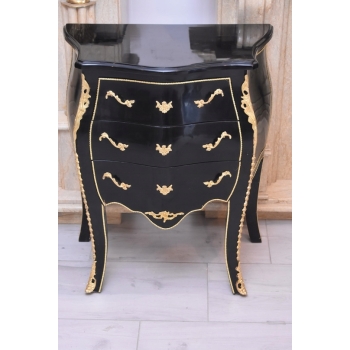Królewska Czarna Komoda - Vintage Szafa - Złote Okucia Glamour