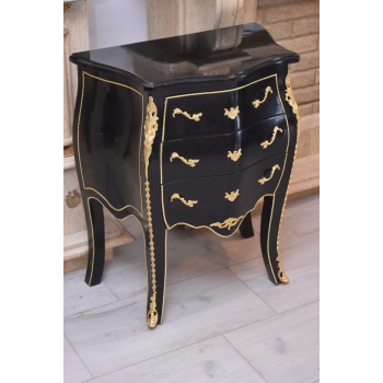 Królewska Czarna Komoda - Vintage Szafa - Złote Okucia Glamour