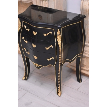Królewska Czarna Komoda - Vintage Szafa - Złote Okucia Glamour